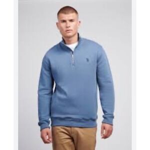 US Polo Assn Quarter Zip Sweatshirt Men XXL Blue Pullover Embroidery Logo Preppy